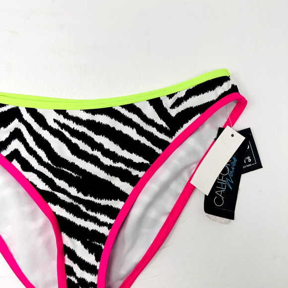 California Waves Womans Large Animal Hipster Bikini Swim Bottom Pink Green NWT - Picture 4 of 9